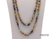 10*15mm multicolor cross freshwater pearl with crystal opera necklace