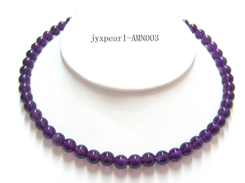 8mm Round Amethyst Beads Necklace