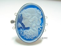 30x40mm Three Strand Sterling Silver Resin Cameo Clasp