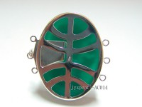 30x40mm Three-row Silver-Edged Green Resin Cameo Clasp