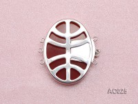 30x40mm Three-row Silver-Edged Red Resin Cameo Clasp