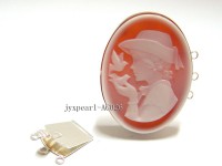30x40mm Three-row Silver-Edged Red Resin Cameo Clasp