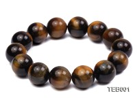 14mm Round Natural Tiger Eye Beads Elasticated Bracelet