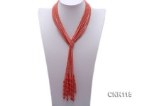 2-3mm Round Pink Coral Five-Strand Necklace