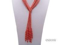 2-3mm Round Pink Coral Five-Strand Necklace