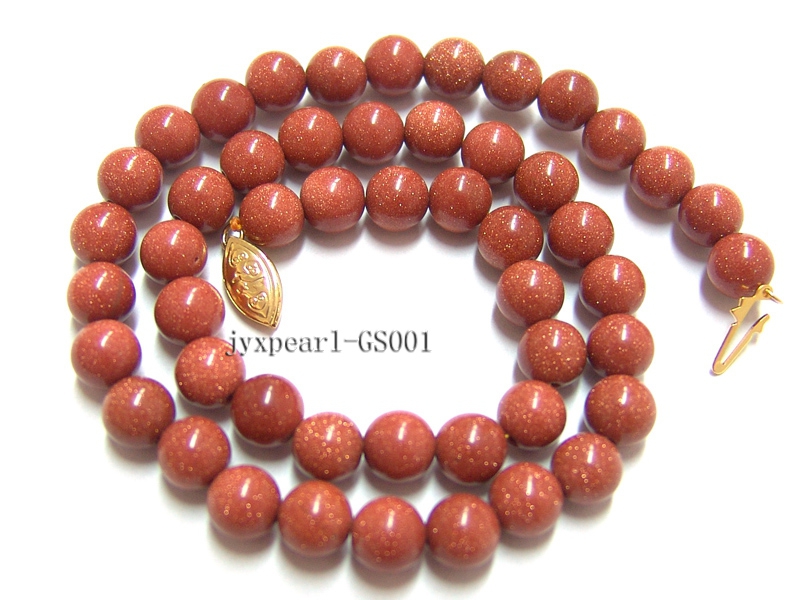 8mm Round Goldstone Beads Necklace