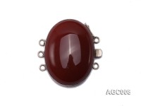 30x40mm Three-Row Sterling Silver Agate Clasp