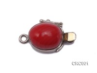 13x16mm Single-Row Silver-rimmed Coral Clasp