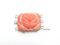 25x30mm Three-Row Sterling Silver Coral Flower Clasp