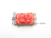 15x25mm Three-Row Sterling Silver Coral Flower Clasp