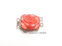 15x20mm Two-Row Sterling Silver Coral Flower Clasp