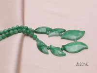 6.5mm Round Light Green and Leafy Korean Jade Necklace