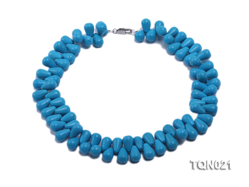 double-strand 12x18mm blue drop shape Turquoise Necklace