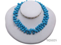 double-strand 12x18mm blue drop shape Turquoise Necklace