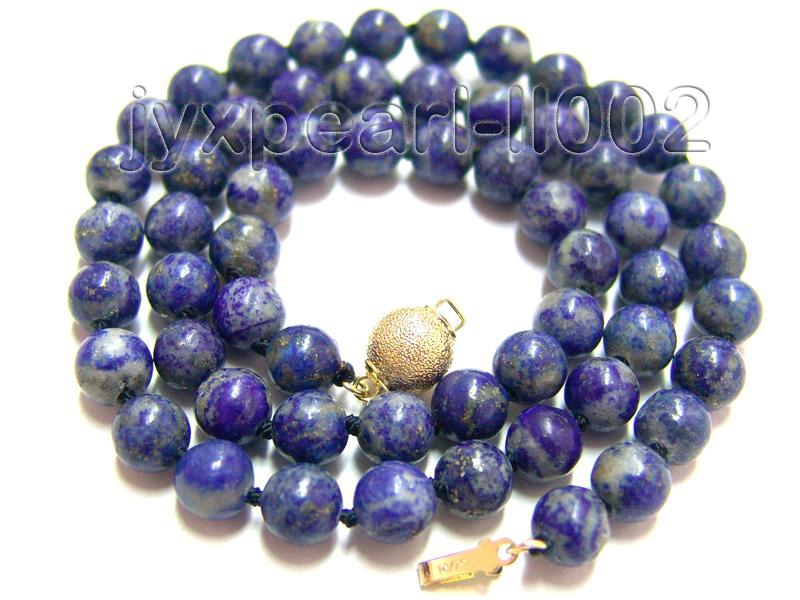 7mm Azure Blue Round Lapis Lazuli Beads Necklace