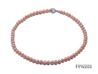 Classic 7-8mm Pink Flat Cultured Freshwater Pearl Necklace