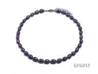 9-9.5mm Elliptical Black Freshwater Pearl Necklace