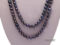 7.5-8.5mm greenish black round freshwater pearl necklace