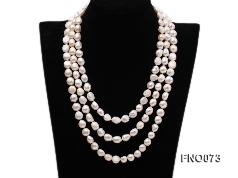 10-12mm natural white baroque freshwater pearl opera necklace