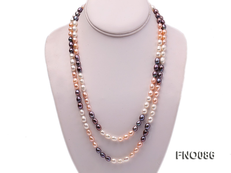 7-8mm multicolor rice freshwater pearl necklace