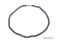 6.5-7mm Round Black Freshwater Pearl Necklace with Sterling Silver Clasp