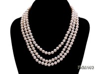3 strand 7-8mm white flat freshwater pearl necklace