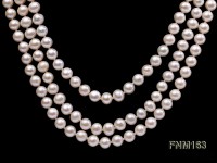 3 strand 7-8mm white flat freshwater pearl necklace