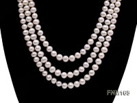 3 strand 7-8mm white round freshwater pearl necklace with sterling sliver clasp