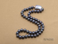 8-9mm Black Round Freshwater Pearl Necklace with Mabe Pearl Clasp