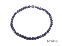 Fashionable Single-strand 8-9mm Black Round Freshwater Pearl Necklace