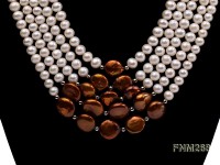 5 strand white and coffee freshwater pearl necklace