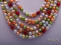 5 strand colorful freshwater pearl necklace with sterling sliver clasp