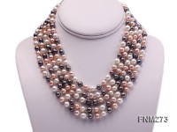 5 strand white,pink and black freshwater pearl necklace