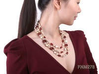 3 strand freshwater pearl and agate necklace