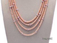 5.5-6mm Natural Pink Round Freshwater Pearl with Big Lavender Pearl Necklace