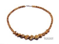 6mm Tiger Eye Beads and Square Tiger Eye Pieces Necklace