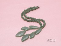 6mm Round Light Green and Leafy Aventurine Jade Necklace