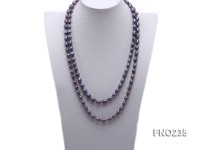 7-8mm black oval pearl opera necklace