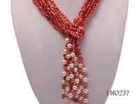 4-5mm red flat freshwater pearl five-strand necklace