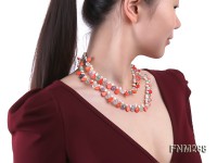 2 strand freshwater pearl and coral and fluorite necklace