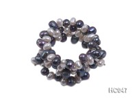3 strand 6-7mm white and black freshwater pearl bracelet
