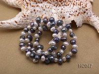 3 strand 6-7mm white and black freshwater pearl bracelet