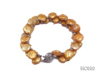 2 strands yellow button freshwater pearl bracelet