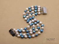 4 strand 7-8mm white and bule freshwater pearl bracelet