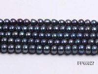 Wholesale 7.5X10mm Black Flat Cultured Freshwater Pearl String