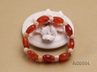 6mm red round and heart shape agate bracelet