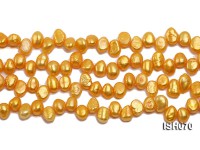 Wholesale 7x8mm Yellow Side-drilled Cultured Freshwater Pearl String