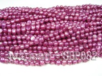 Wholesale 6-8mm Red Violet Flat Cultured Freshwater Pearl String