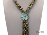 5x9mm green irregular regenerated pearl three strands necklace