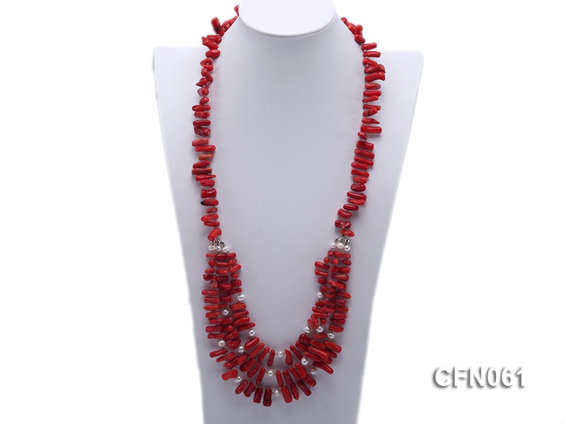 9-13mm Red Coral Long Necklace